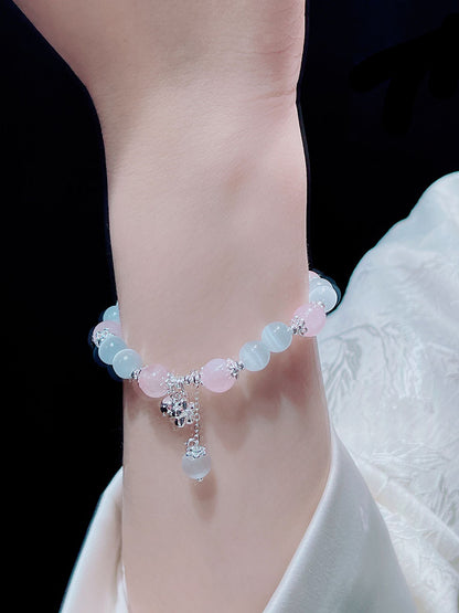 Sweet and Fresh Ins Style Pink Crystal Blue Stone Moon Star Fish Tail Bracelet