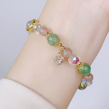 Zircon Sphere Pendant Crystal Bracelet Wealth Yellow Hair Crystal Love Strawberry Crystal Bead Bestie Girls Accessories Gift