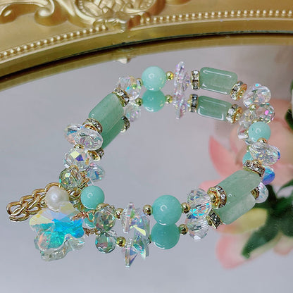 Cute Crystal Bracelet with Star and Flower Charms