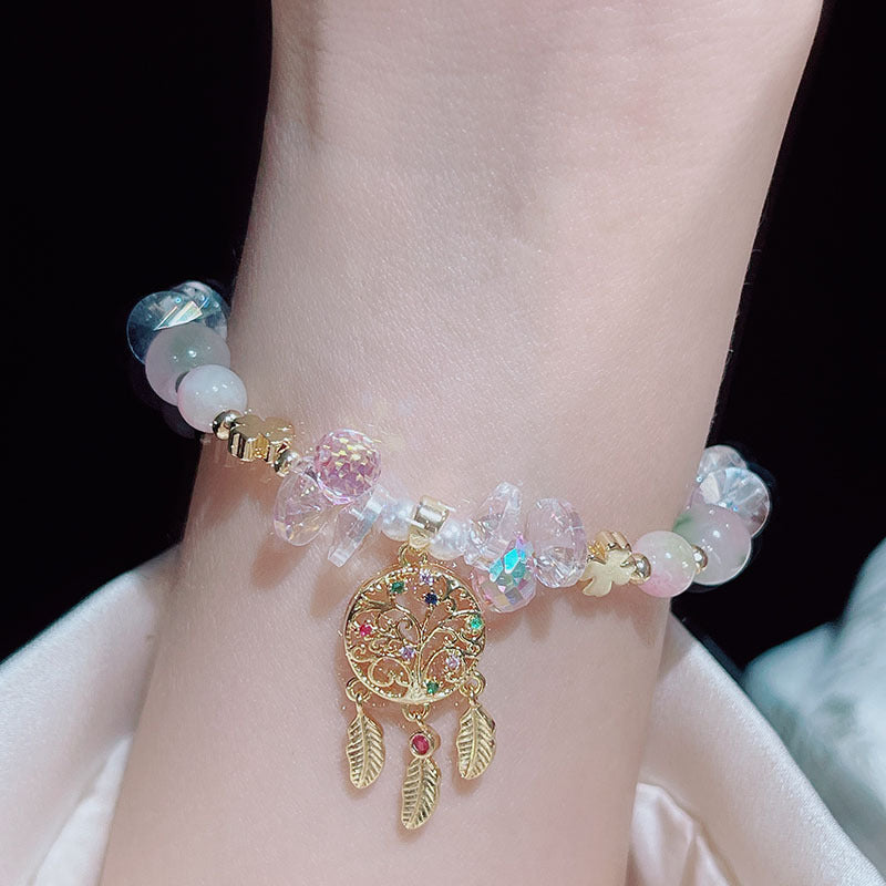 Cute Crystal Bracelet with Star and Flower Charms