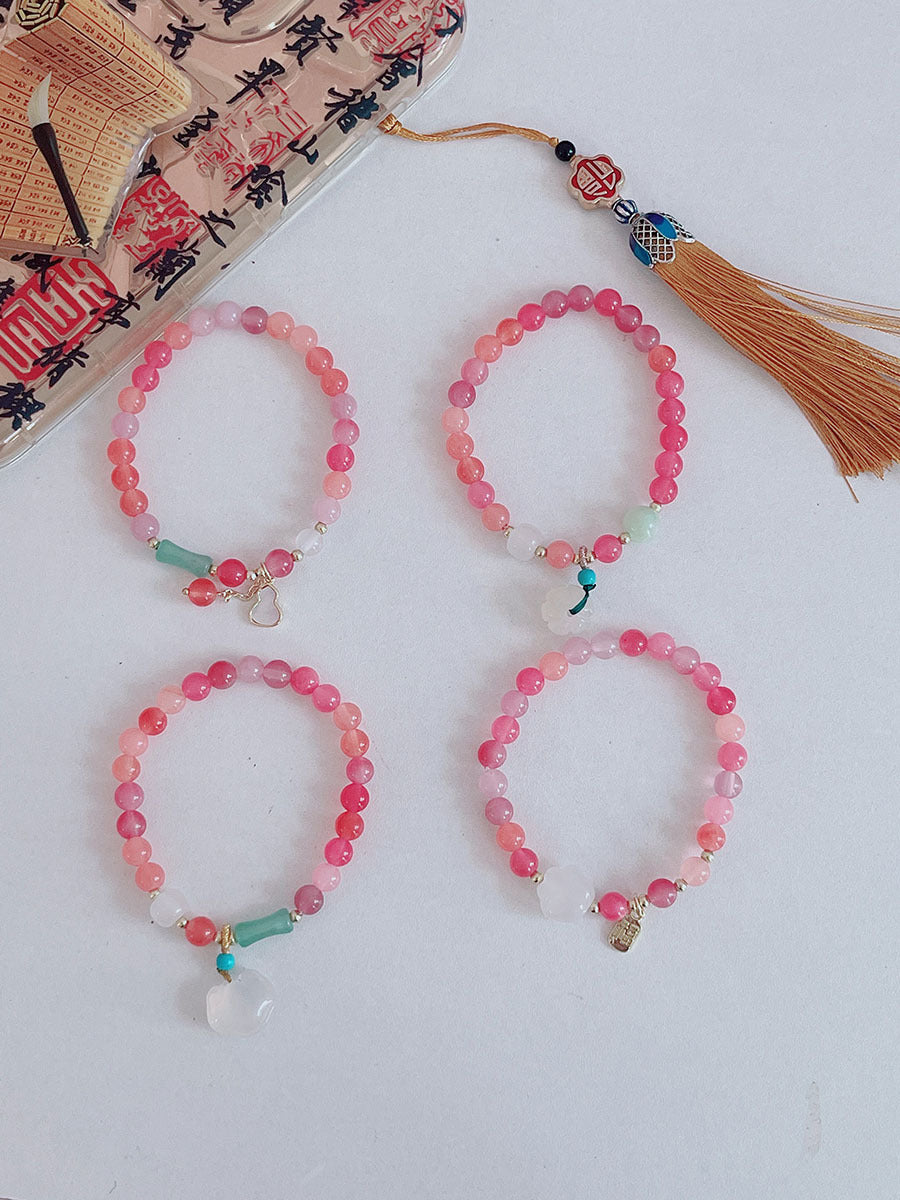 Sweet Colorful Agate Bead Bracelet for Girls