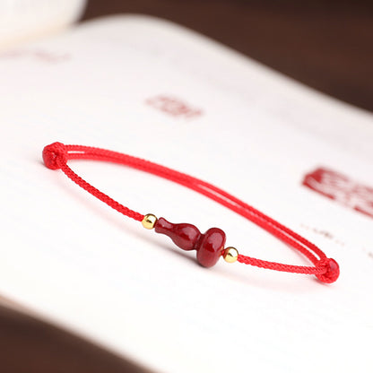 Finished natural red cinnabar gourd bracelet, raw mineral purple clay