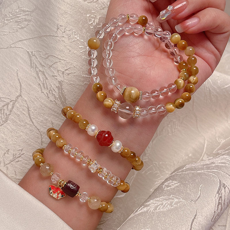 Natural Tiger Eye Crystal Bracelet with Cloud Pattern