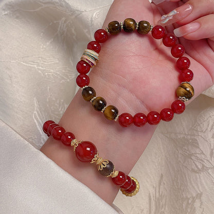 New Year Red Agate Beaded Bracelet