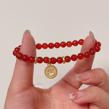 Red Agate Beaded Bracelet for New Year