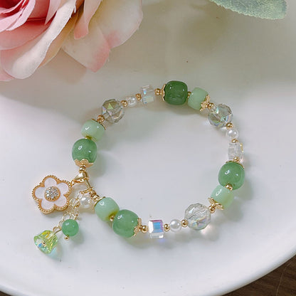 Spring/Summer Flower Bracelet with Natural Stone Crystal for Women