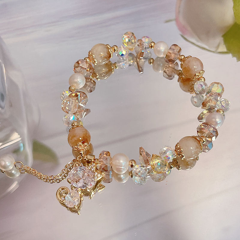 Colorful Beaded Bracelet with Sweet Delicate Charm