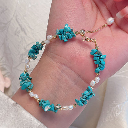 Crystal Pearl Bracelet Handmade Boho Style