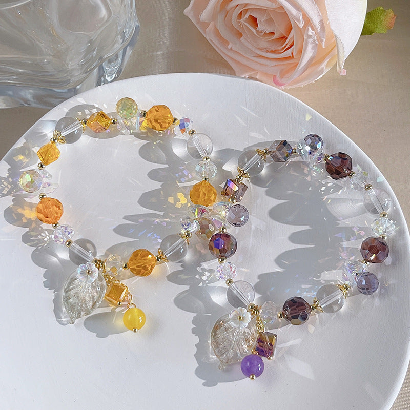 Forest Crystal Bracelet Versatile Flower Leaf Colorful