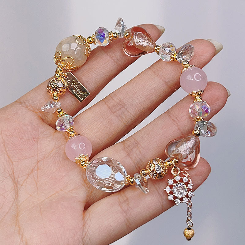 Fresh and Sweet Flower Bracelet with Zircon Inlay