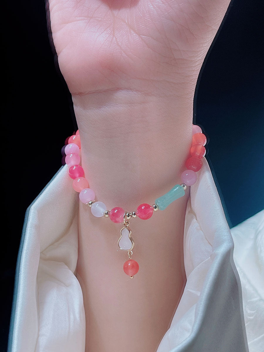 Sweet Colorful Agate Bead Bracelet for Girls