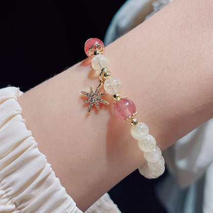 Yellow Crystal Beaded Bracelet with Delicate Butterfly and Star Pendant