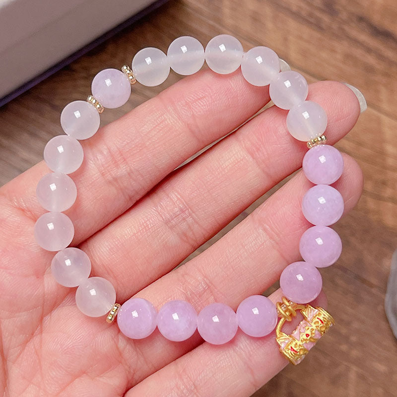 Natural Agate Couple Friendship Lock Pendant Bracelet