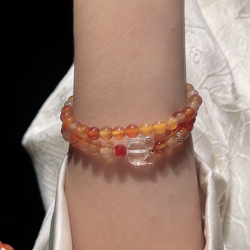 Natural Agate Simple Fresh Bracelet with Removable Lotus Pendant