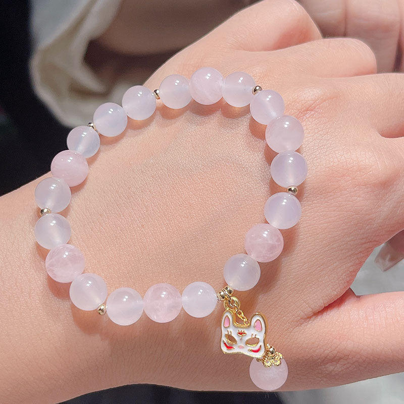 Fox Mask Pink Crystal Bracelet