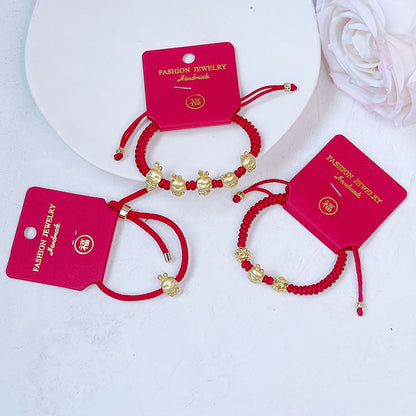 New Year Lucky Bag Red String Bracelet Year of the Gift Parent-child Couple Hand-woven Red Hand Rope Blessing Bracelet