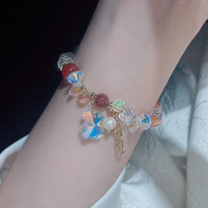 Cute Crystal Bracelet with Star and Flower Charms