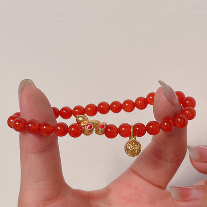 Red Agate Beaded Bracelet for New Year