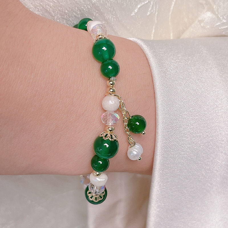 Red Agate Green Agate Pearl Bracelet