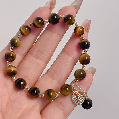 Natural Tiger Eye Yellow Tower Crystal Bracelet