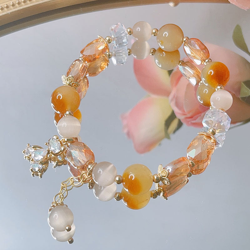 Korean Style Cute Bear Crystal Bead Bracelet for Girls