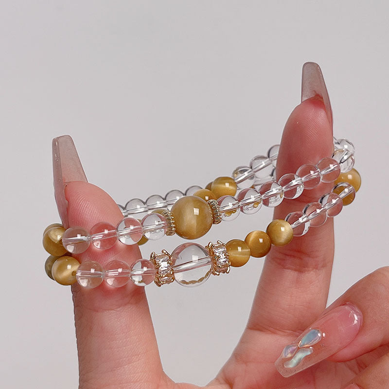 Natural Tiger Eye Crystal Bracelet with Cloud Pattern