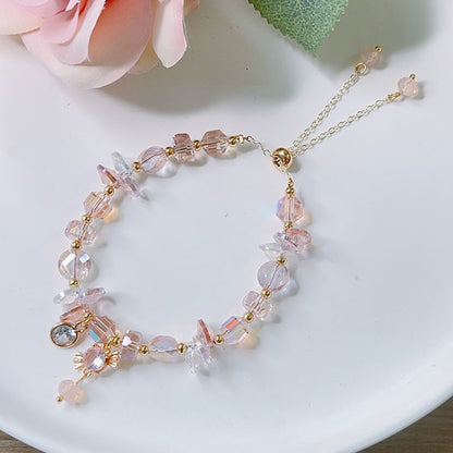 Cute Crystal Bracelet with Star and Flower Charms