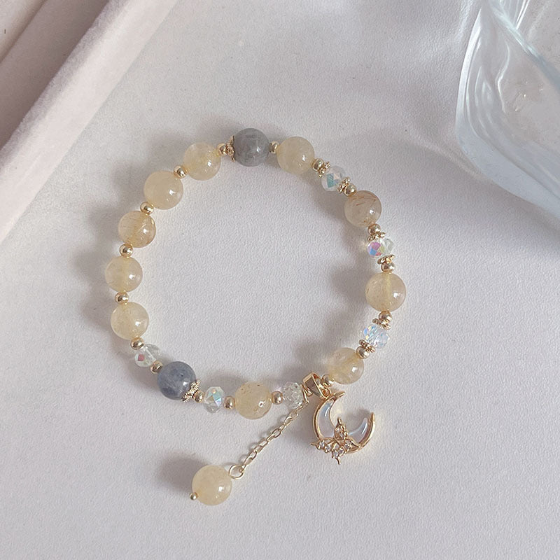 Natural Crystal Fox Lucky Clover Bracelet