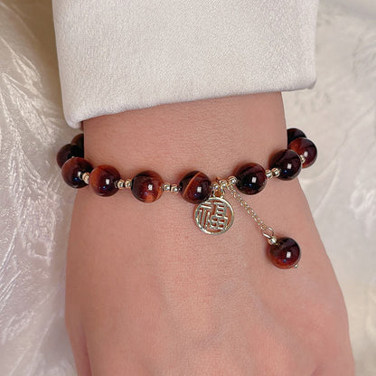 Retro Chic Tiger Eye Stone Bracelet Lucky Bracelet BFF Birthday Gift Jewelry