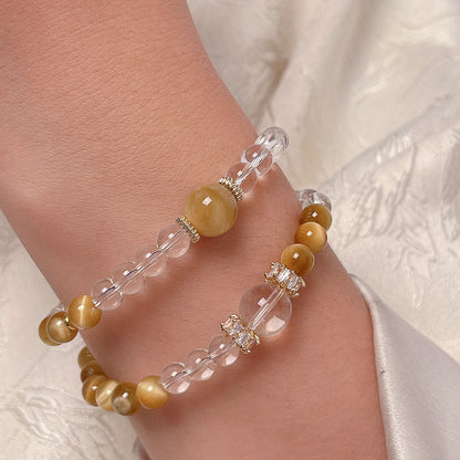 Natural Tiger Eye Crystal Bracelet with Cloud Pattern