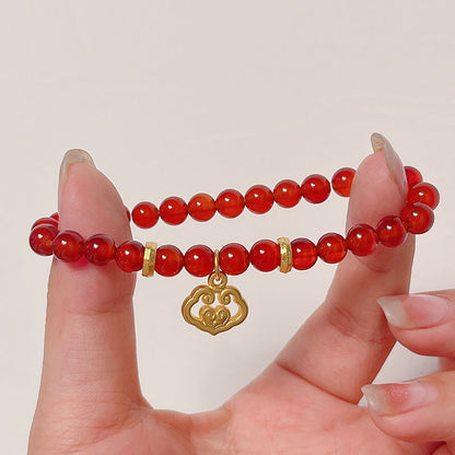 Red Agate Beaded Bracelet for New Year