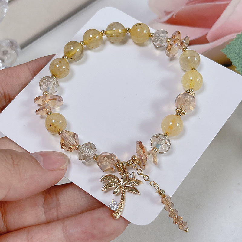 Colorful Natural Stone Crystal Pearl Bracelet Set for Fashionable Girls