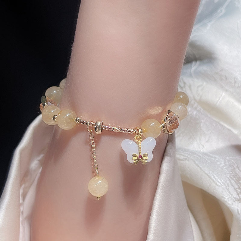 Colorful Crystal Strawberry Crystal Yellow Crystal Butterfly Bracelet