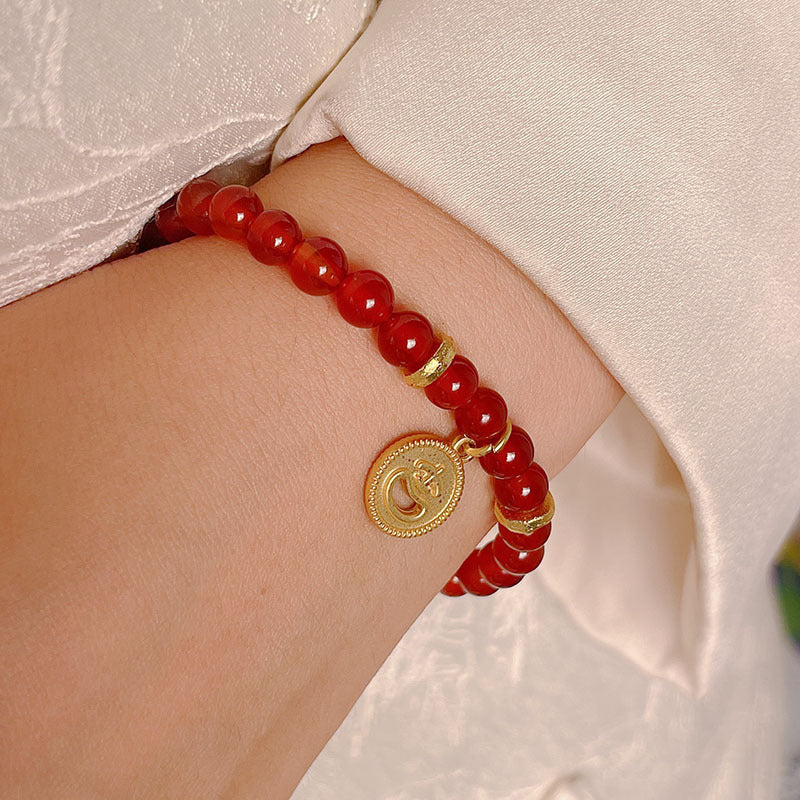 Red Agate Beaded Bracelet for New Year