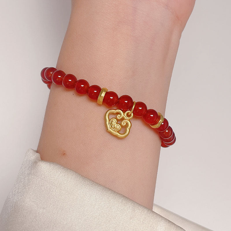 Red Agate Beaded Bracelet for New Year