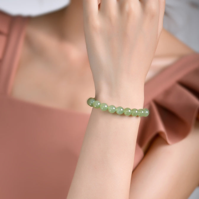 Natural Hotan Jade Ice Clear Water Green Jade Bracelet