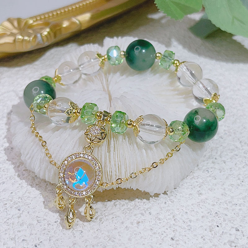 Dreamy Forest Glass Bead Dreamcatcher Bracelet