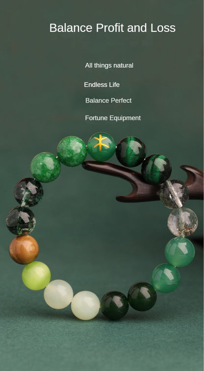 Wood Elemental-Green agate balance energy bracelet