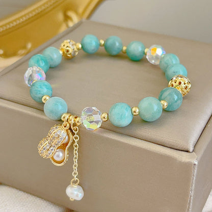 Prosperity Bracelet with Golden Hair Crystal and Peanut Beads