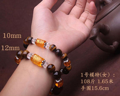 7A grade natural tiger eye stone yellow crystal bracelet