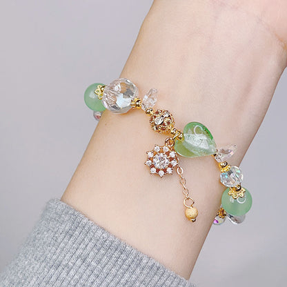 Fresh and Sweet Flower Bracelet with Zircon Inlay