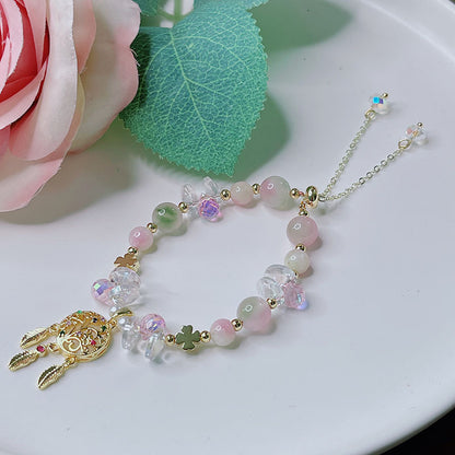 Cute Crystal Bracelet with Star and Flower Charms