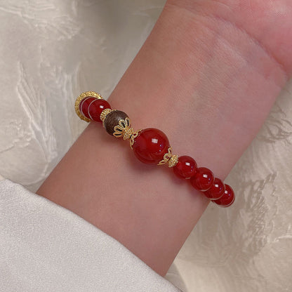 New Year Red Agate Beaded Bracelet