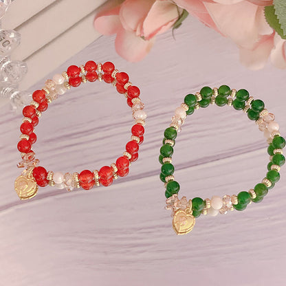 Red Agate Green Agate Pearl Bracelet