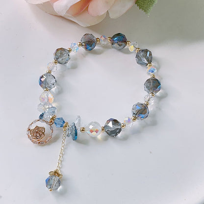 Crystal Rose Flower Pendant Bracelet