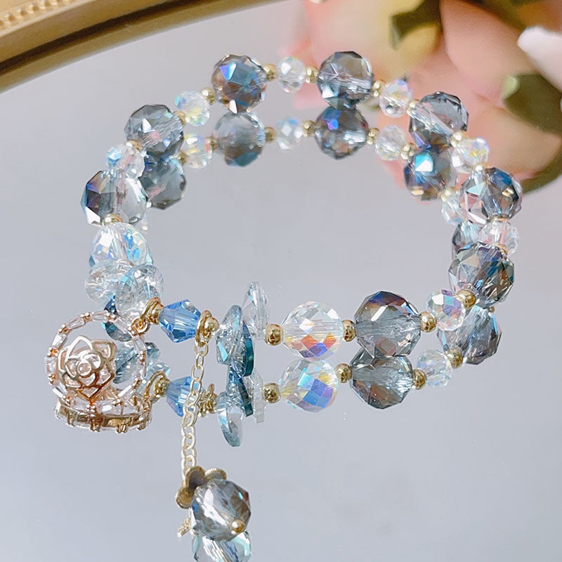 Cute Crystal Bracelet with Star and Flower Charms