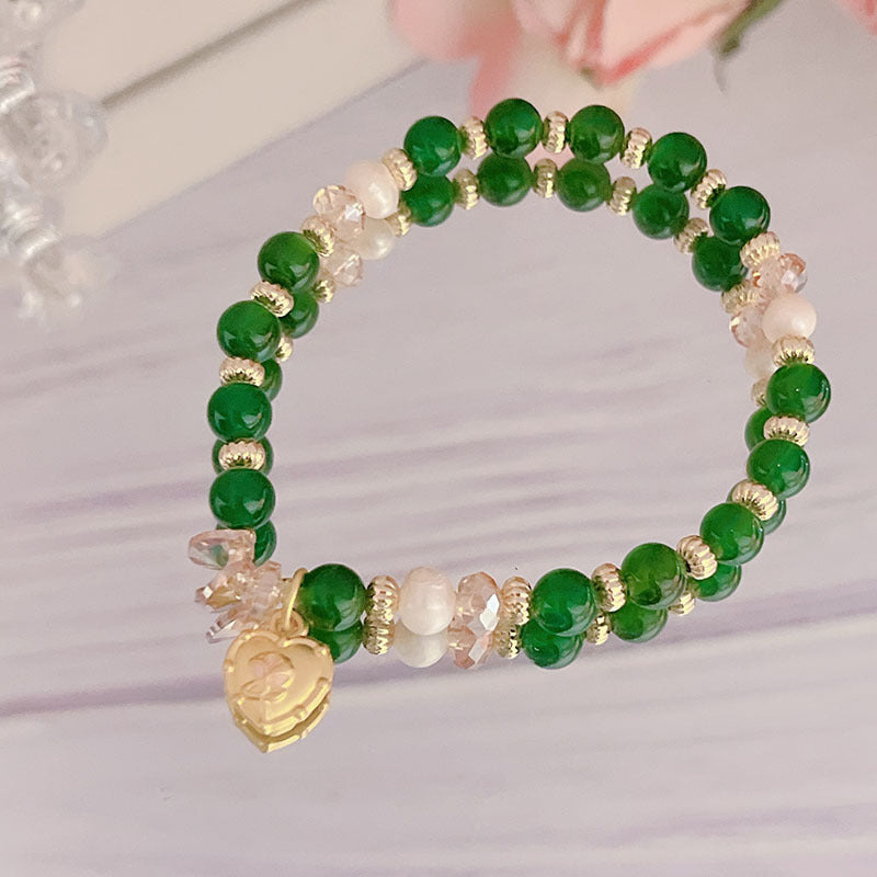 Red Agate Green Agate Pearl Bracelet