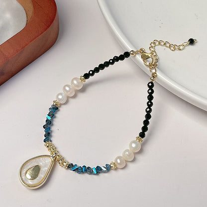 Mother of Pearl Avocado Pendant Bracelet Set