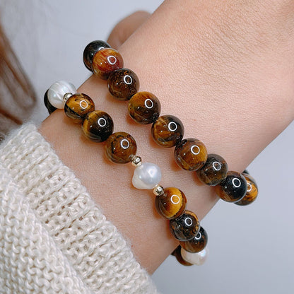 Natural Yellow Tiger Eye Beaded Bracelet