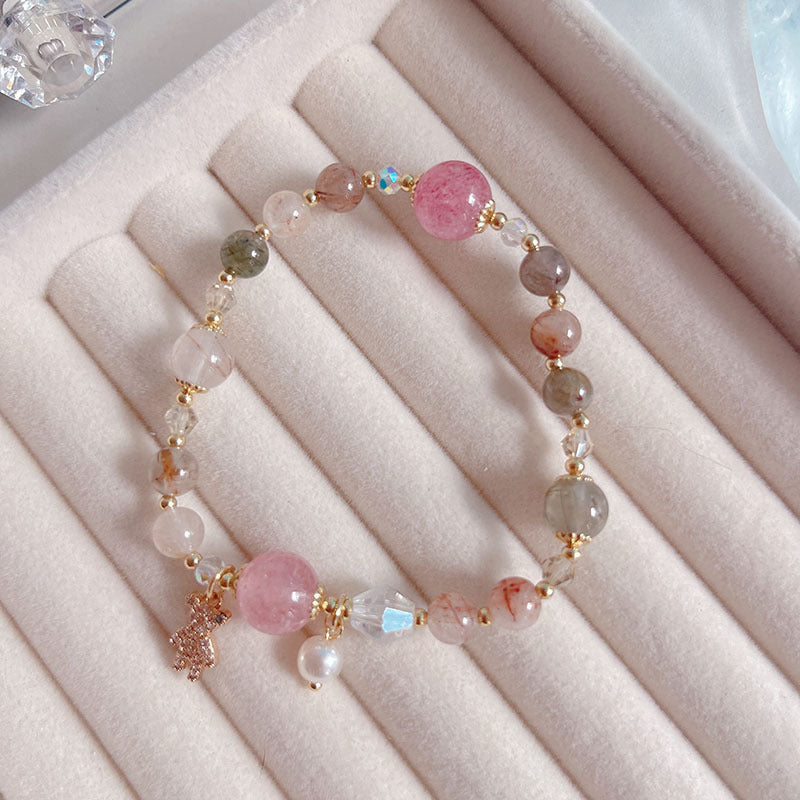 Natural Crystal Fox Lucky Clover Bracelet